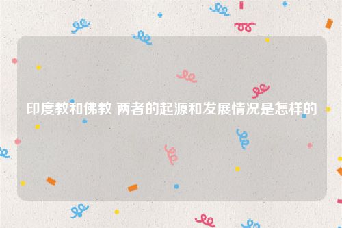 印度教和佛教 两者的起源和发展情况是怎样的