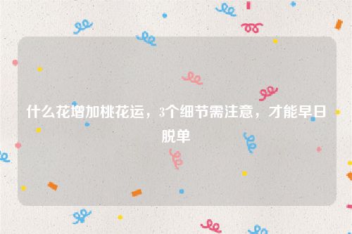 什么花增加桃花运，3个细节需注意，才能早日脱单