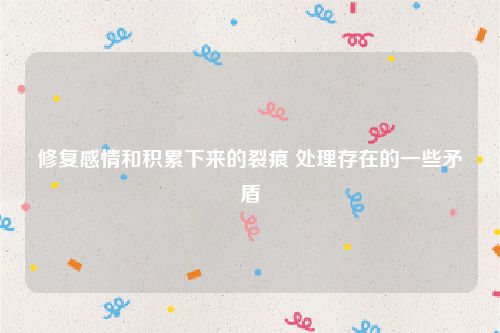 修复感情和积累下来的裂痕 处理存在的一些矛盾