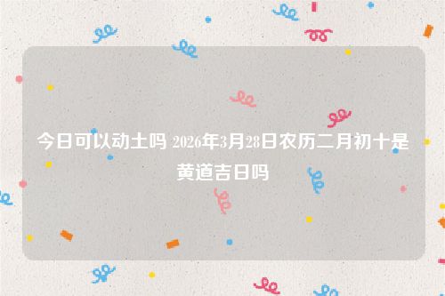 今日可以动土吗 2026年3月28日农历二月初十是黄道吉日吗